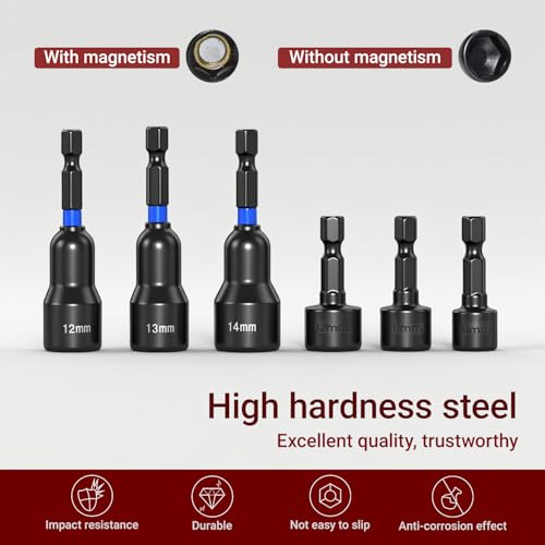 39-Piece Magnetic Nut Driver Set, Includes Metric & SAE Impact Driver Bit Set, Bit Extension & Drill Bit Adapter | 1/4" Hex Shank | Cr-V Steel, Screwdriver Bits, Bit Holder, Slotting Tool Box - size: 39-Piece Magnetic Nut Driver Set