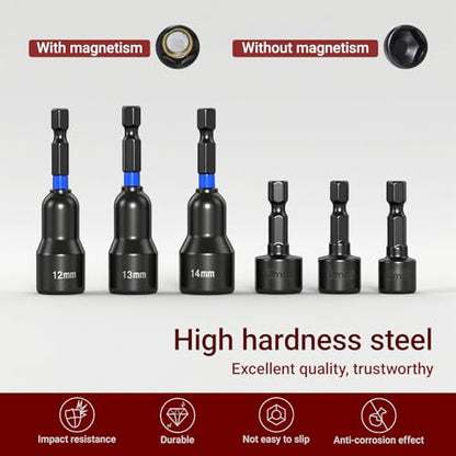 39-Piece Magnetic Nut Driver Set, Includes Metric & SAE Impact Driver Bit Set, Bit Extension & Drill Bit Adapter | 1/4" Hex Shank | Cr-V Steel, Screwdriver Bits, Bit Holder, Slotting Tool Box - size: 39-Piece Magnetic Nut Driver Set