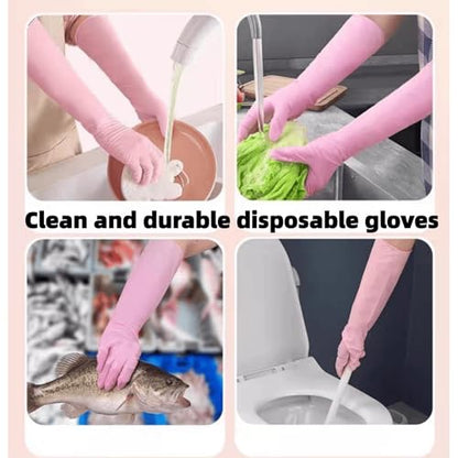 16 inch Nitrile Disposable Gloves Long Sleeved Blue 6Mil Durable Waterproof Latex Free Cleaning Dishwashing 50PCS - color: Pink, size: Medium