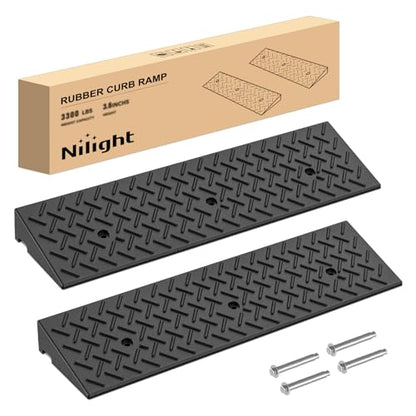 Nilight 3.6" Rise Curb Ramps, Heavy Duty Rubber Driveway Threshold Shed Ramp for Sidewalk Cars Lawn Mower Wheelchairs Motorcycles, 3300lbs Load Capacity - size: 3.6" Rise