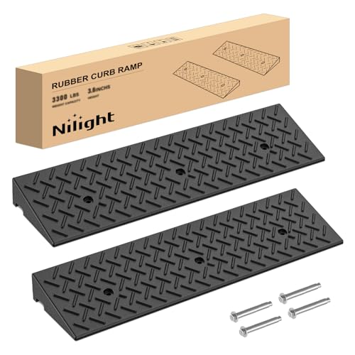 Nilight 3.6" Rise Curb Ramps, Heavy Duty Rubber Driveway Threshold Shed Ramp for Sidewalk Cars Lawn Mower Wheelchairs Motorcycles, 3300lbs Load Capacity - size: 3.6" Rise