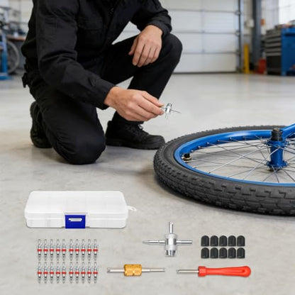 33-Piece Valve Core Removal Tool Kit, Bicycle Valve Core Removal Tool Set for Quick Tire Valve Stem Repair