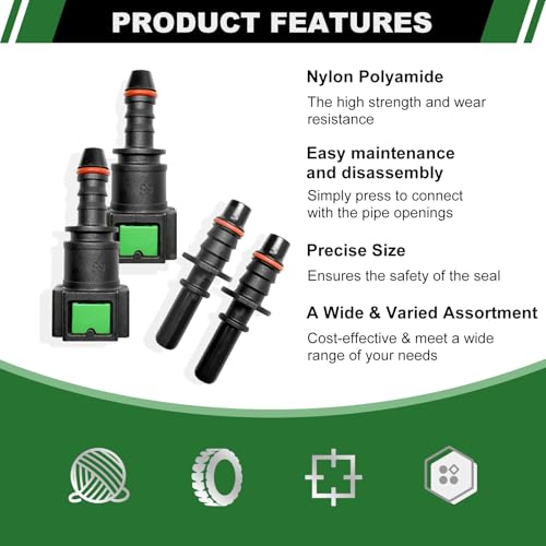 2 Sets Fuel Line Quick Connect Straight Fittings, 7.89mm to ID 6mm | Nylon Fuel Line Connectors Straight Pipe Connector, Quick Release Fuel Connector - color: 2 Sets Fuel Line Quick Connect SAE 7.89mm to ID 6mm