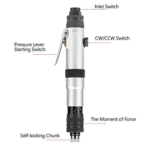 Jectse 1/4" Air Straight Pneumatic Screwdriver,1000RPM Mini Handhold Pneumatic Screwdriver Kit,Industrial Screw Driver Tool