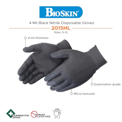 Nitrile Disposable Gloves | Powder-Free, Micro-Textured - size: Small, style: Exam Grade - 4 Mil (Black)