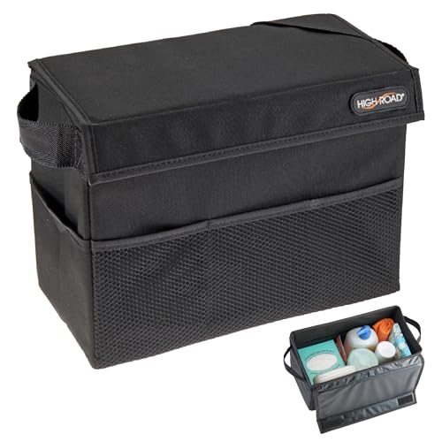 Carganizer Car Storage Bin with Lid for Front Seat, Back Seat or Trunk | Multipurpose Compact Car Organizer Holds Driving Essentials, Paperwork, Cleaning Supplies, Road Trip and Pet Needs - size: 9 × 12 × 6 inches