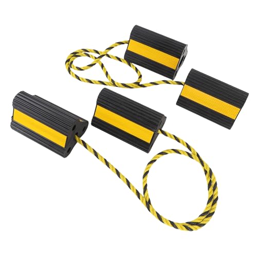 Wheel chocks Heavy Duty, Rubber Wheel Blocks Anti Slip tire Stopper with Rope and Reflective Strips for Trailers Camping Vehicle Truck rv Plane Parking Safety