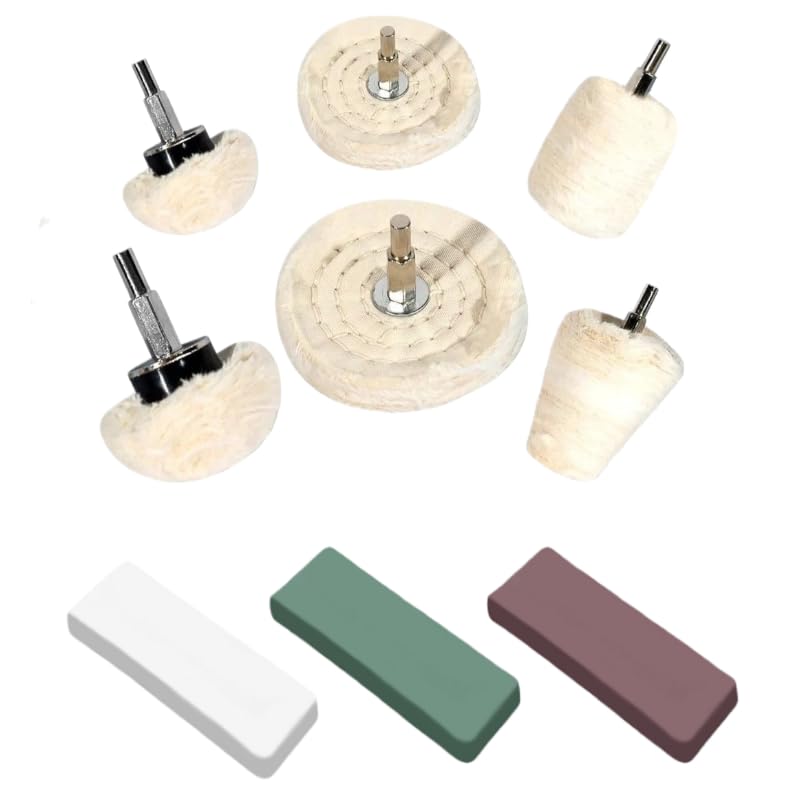 9PCS Buffing Wheels for Drill, Polishing Wheel Kit with Shank, Drill Buffing Pads for Metal Stainless Steel Aluminum Chrome Wood Jewelry Plastic Ceramic Glass Polishing - color: 9PCS