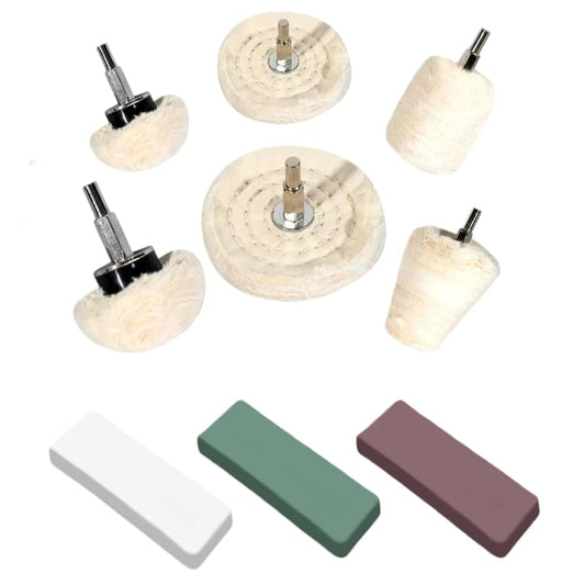 9PCS Buffing Wheels for Drill, Polishing Wheel Kit with Shank, Drill Buffing Pads for Metal Stainless Steel Aluminum Chrome Wood Jewelry Plastic Ceramic Glass Polishing - color: 9PCS