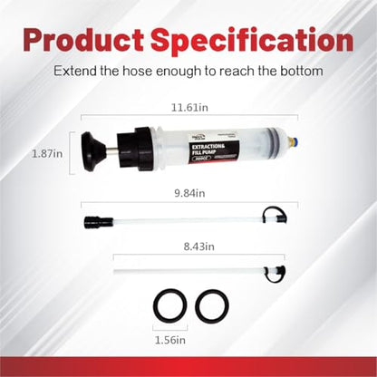 Automotive Fluid Extractor Pump 200cc - Manual Oil Change Pump for Engine, Transmission, Differential Fluid 6.7oz Essential Mechanic Tool for Garage, DIY Car Maintenance