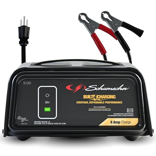 Schumacher Electric 8A Car Battery Charger and Maintainer, 3-in-1 Solution, for 6V/12V Power Sport, Automotive, and Marine Batteries, SC1363 - size: (Pack of 1)