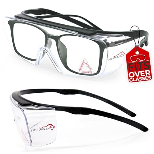 SAFE HANDLER Duarte Premium Safety Glasses Over Eyeglasses; ANSI Z87.1 Impact Resistant Polycarbonate Lenses with Anti-Fog & Scratch, UV400 Protection Safety Goggles (1 Pair) | ANSI Z87.1, Impact & Scratch Resistant UV 400 Eyewear for Men & Women — Built