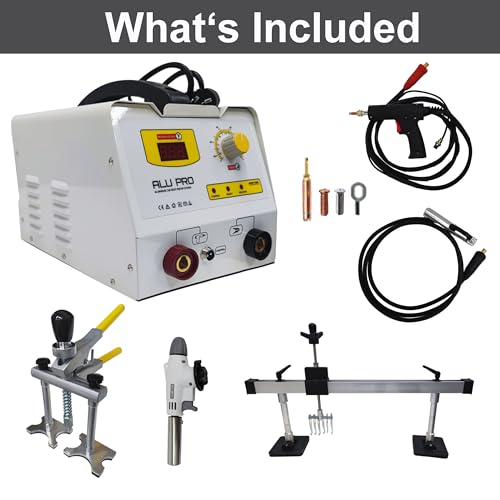 TECHTONGDA Stud Weld Dent Puller Kit for Aluminum Auto Car Body Dent Repair Removal Sheet Metal Pulling Rack Heat Gun Quick Pulling Tool 220V