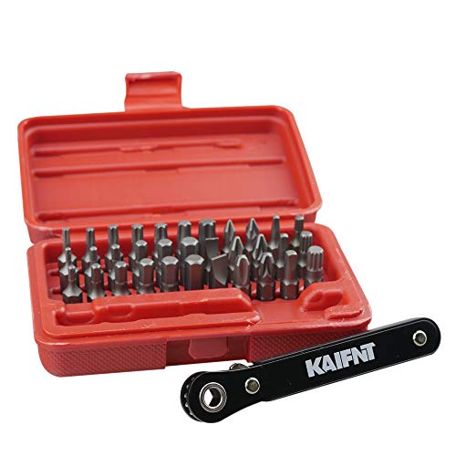 K402 Screwdriver Bit Set with Mini Ratchet Wrench, 1/4-Inch Drive, 34-Piece - size: General Purpose