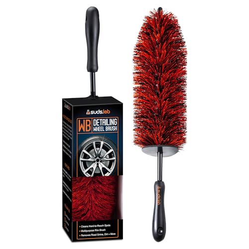 Suds Lab WB Premium Detailing Wheel Brush for All Vehicle Types – 17.7" Ultra-Soft and Scratch-Free Reusable Rim, Wheel, and Tire Brush for Deep Cleaning - size: Large