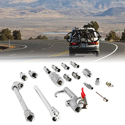 17-Piece Air Compressor Accessory Kit - Dual Foot Chuck, Tire Gauge, Blow Guns Set