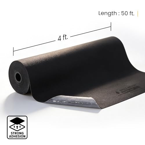 Spill Ready 4' x 50' Adhesive Absorbent Floor Mat Roll, Heavyweight Oil, Grease & Water Floor Mat | Black Garage Mat - size: 4' x 50'