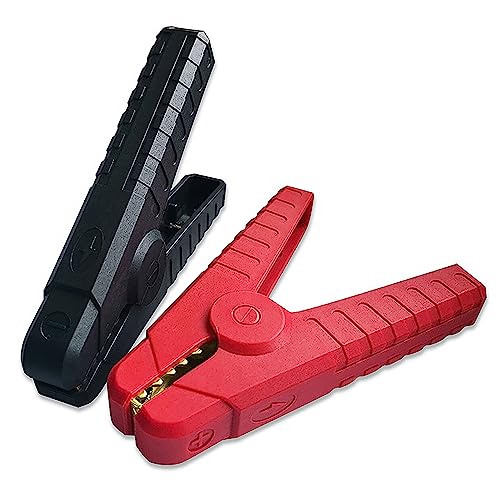 Car Battery Jumper Cable Clamps brass Insulated Alligator Clips Black & Red Boot Metal Spring Loaded Electric Test Clips 200A For Automotive Car Boat(lkelyonewy)