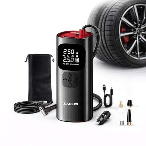 Tire Inflator Portable Air Compressor - 3X Faster 150PSI Air Pump for Car Tires, 12V DC Cordless Tire Inflator with LED Light & Digital Pressure Gauge, Electric Pump for Car, Bike, Motor, Ball