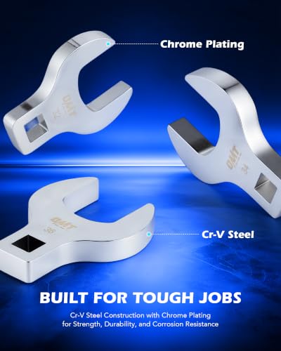 Orion Motor Tech 28pc Jumbo Crowfoot Wrench Set, SAE & Metric 1/2" Drive Crows Foot Wrenches, 1-1/16" to 2" and 27-50 mm, Low-Profile Cr-V Steel Flare Nut Wrench Set for Automotive AC Fuel Line Repair
