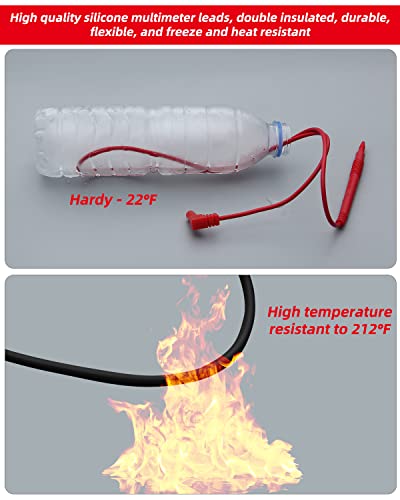 HengTianMei Flexible Multimeter Test Lead Kit, CAT III 1000V 10A, Volt Test Lead for Measurement Accurately with Standard 4mm Banana Plug, for Most Brands Digital Multimeters, Electronic Clamp Meter
