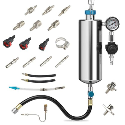 Non-Dismantle Fuel Injector Cleaner Kit 150PSI Adjustable Press | 1000ML capacity; fitted with 21 universal adapters; designed for gasoline vehicle fuel system maintenance