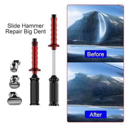Slide Hammer Dent Puller Kit with Cold Glue Tabs Paintless Dent Repair Tool Set Auto Hail Damage Removal Accessories for Car Body Sheet Metal Dent Pull Work