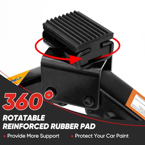 SHALL Car Jack 2 Ton (4409 lbs), Scissor Car Jack Kit with Extended & Widened Base, 360° Rotatable Rubber Pad, Tire Changing Kit with Ratchet & Lug Wrench - Scissor Lift Jacks for Cars, SUV, MPV
