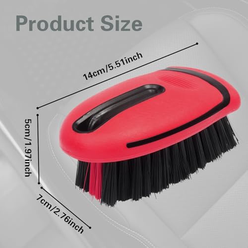 Carpet and Upholstery Cleaning Brush,Carpet Scrubber Stiff Bristle Detailing Scrub Brushes,Interior Leather Brush for Car and Home (Red) - color: Red