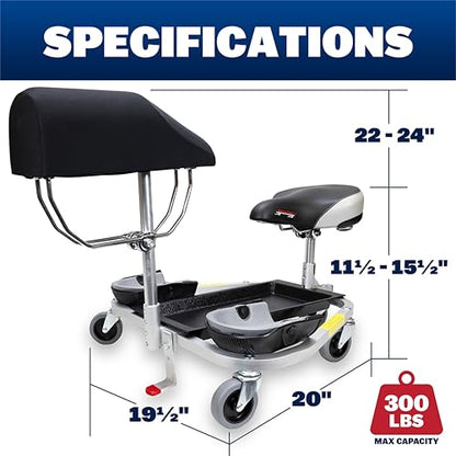 Racatac Kneeling Sitting Creeper with Chest Support, 2 Inch Casters, Rolling Knee Pads with Seat, Adjustable Seat, Knee Pads with Wheels, Assembled in USA, Floor Creeper, 01RACCS - size: 2 Inch, style: Chest Support