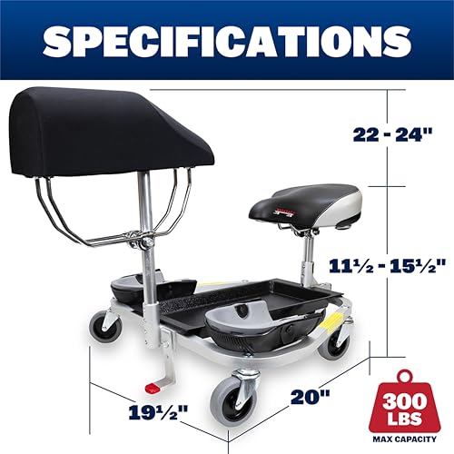 Racatac Kneeling Sitting Creeper with Chest Support and 3 Inch Casters, Rolling Knee Pads with Seat, Creeper for Flooring Installation, Assembled in USA, 01RAC3CS - size: 3 Inch, style: Chest Support