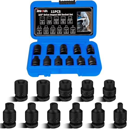 11PCS 3/8" Drive Impact Bits Sockets Set, SAE Pipe Plug Socket Set | Tapered Male Square Drive, Chamfered Female Square Drive, CR-MO Steel, Easy Removal Tool Kit