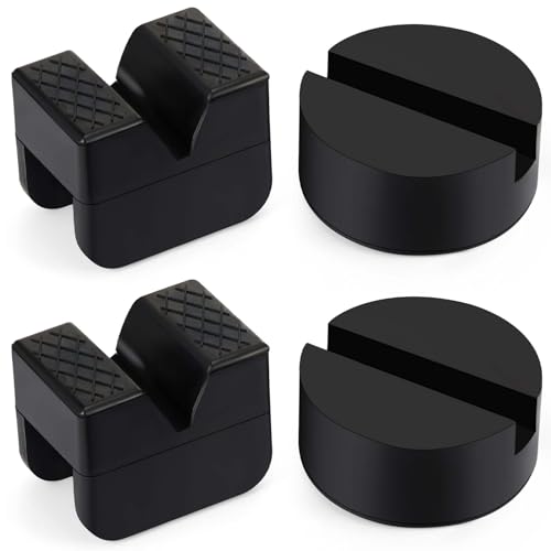 Amylove 4 Pcs 2 Types Jack Stand Pads Rubber Floor Jack Pad Adapter Pinch Welds Frame Rail Protector Universal Slotted for Car Accessories