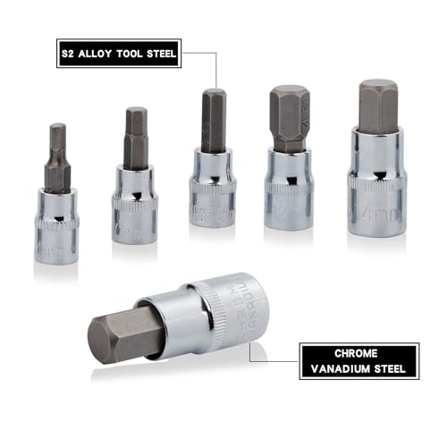 Hex Bit Socket Set Premium S2 Alloy Steel | 13-Piece Metric 2mm - 14mm Allen Socket Kit