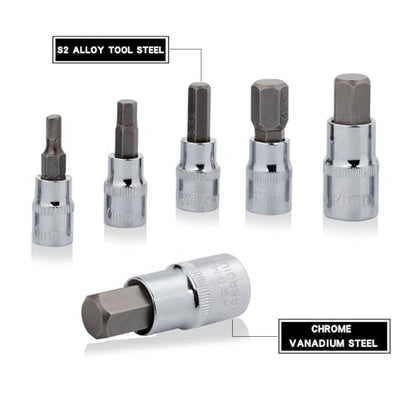 Hex Bit Socket Set Premium S2 Alloy Steel | 13-Piece Metric 2mm - 14mm Allen Socket Kit
