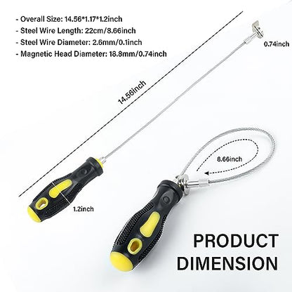 Aokdom Flexible Magnetic Oil Drain Plug Removal Tool,14.5inch Oil Drain Plug Tool with Strong Magnetism,Must Have Car Tools Fit Most Oil Pan Plug Screw Removal