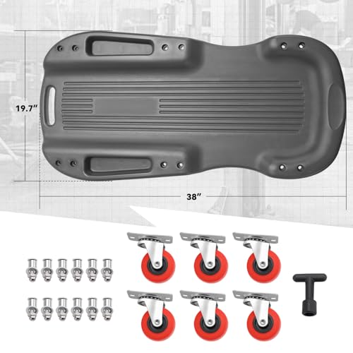 Auto Dynasty Universal 38" L X 20" W Gray Lightweight Rolling Mechanic Creeper Seat Repair Tool for Car Vehicle Home Warehouse - color: Gray