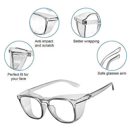 Stylish Safety Glasses Goggles for Women Girls Anti-fog Glasses Protective Eyewear Clear Glasses - color: Blue+tortoise+grey