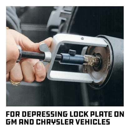 Powerbuilt Steering Wheel Lock Plate Remover, Reversible Adapter Includes 9/16 inch-18 and M14-1.5 Threads, Removal & Installation of Lock Plate Snap Rings - 648466