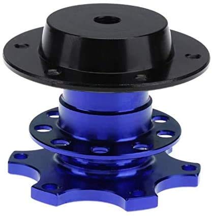 BestTeam Universal Steering Wheel Snap Off Quick Release Hub Adapter Boss Kit With 6-hole Steering Wheel Hub (Blue) - color: Blue