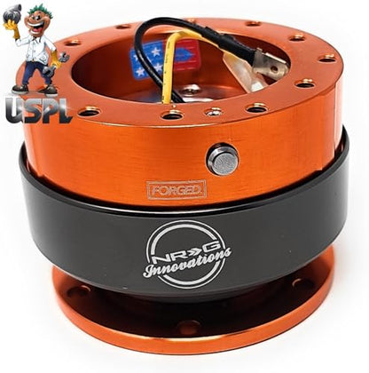 NRG (SRK-200) Orange Aluminum GEN 2.0 Racing Performance Steering Wheel Quick Release Adapter Fit 2-Way 6-Hole Pattern Design - color: Orange