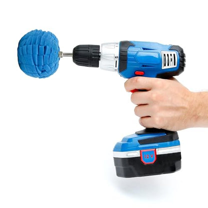 3" Polishing Ball for Drill, Detailing Adapter Round Buffing Cone Finishing Pad Waxing Car Power Ball Wheel Polisher with Attachment Hub Date Sponge Buffer Automotive Care Accessories Motorcycle