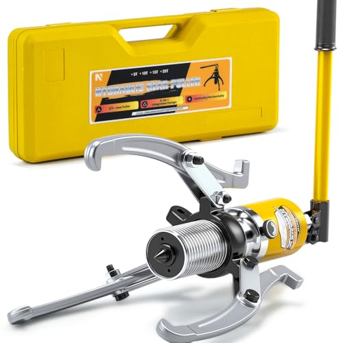 NEWTRY 10 Ton Hydraulic Gear Puller Kit, Wheel Bearing Pulling Separator, 3 Jaw Puller, Vertically & Horizontally, w/Case, Heavy Duty Mechanical Repair - size: 10 Ton