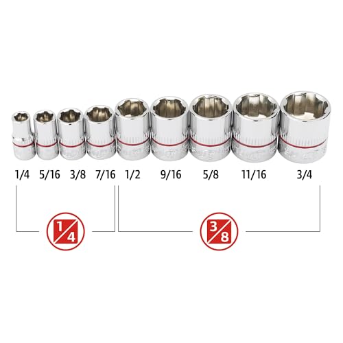 Ingersoll Rand 9-Piece Tech Solutions SAE Non-Slip Socket Set, Size: 1/4-3/4 Inch, Patented Twist Design for Tighter Grip as Sockets Turn, with Thermoform Organizer Tray – 752040X - size: Non-Slip Socket Set, style: SAE
