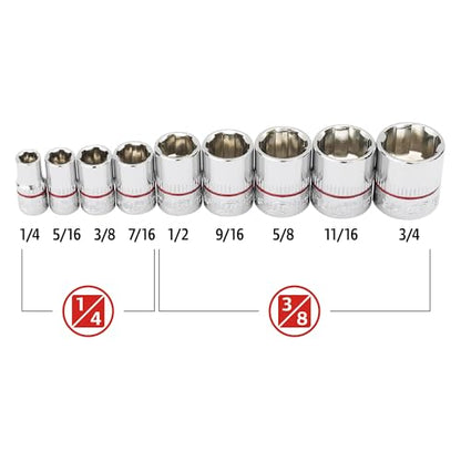 Ingersoll Rand 9-Piece Tech Solutions SAE Non-Slip Socket Set, Size: 1/4-3/4 Inch, Patented Twist Design for Tighter Grip as Sockets Turn, with Thermoform Organizer Tray – 752040X - size: Non-Slip Socket Set, style: SAE