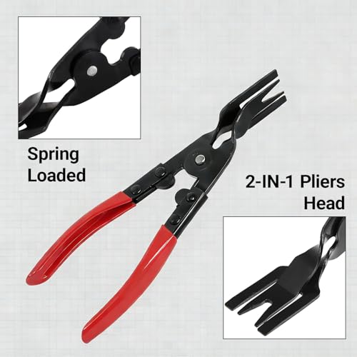 Automotive Panel Clip Pliers - Car Panel Upholstery Trim Clip Removal Tool Plier, Interior Clip Fastener Rivet Push Pin Panel Pliers, Repair Tool for Car Vehicle Dashboard Clip Remover Plier - color: Red