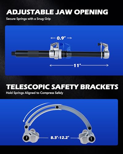 OMT Coil Spring Compressor Tool Set, 2200lb Strut Compressor Tool | 0.9"-11" Strut Spring Compressor Tool with Adjustable Safety Stand for Sedan SUV Pickup Truck Light Truck