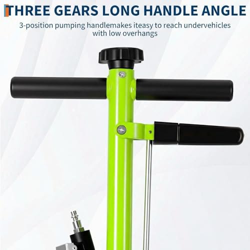 GarveeTech 35 Ton Air Hydraulic Floor Jack for Heavy Duty Trucks & Tractors – Low Profile (10"-21.19"), 4 Adapters, 46" Adjustable Handle – 77,000 lbs Capacity - color: 35 Ton Green