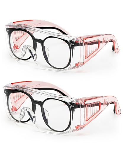 UNCO- Safety Goggles Over Glasses, Protective Goggles, Anti Fog, Work, Safety Glasses Over - color: Light Pink, size: 2 Pack