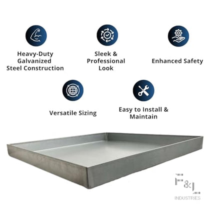 Heavy-Duty Galvanized Steel Drain Pan – Premium, Rust-Resistant HVAC Condensate Pan – Leak-Proof for Maximum Protection – With Hole Option (3/4)"PVC outlet drain. (16"x16"x2") - size: 16"x16"x2"